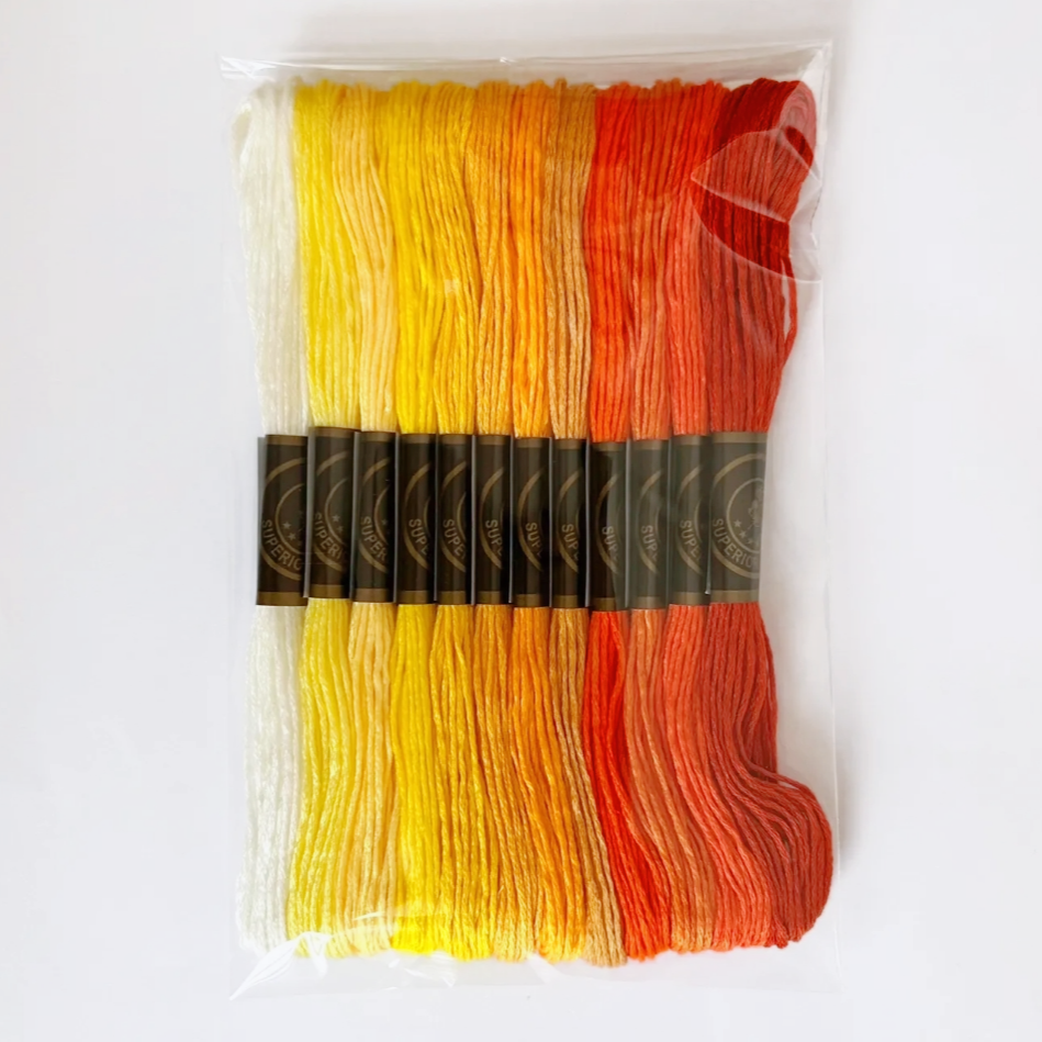 12 Skeins Yellow Embroidery Floss Set