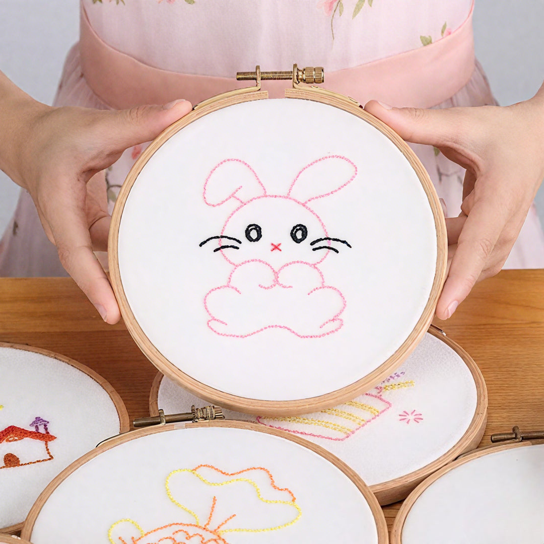 Pink Bunny Embroidery Kit for Kids