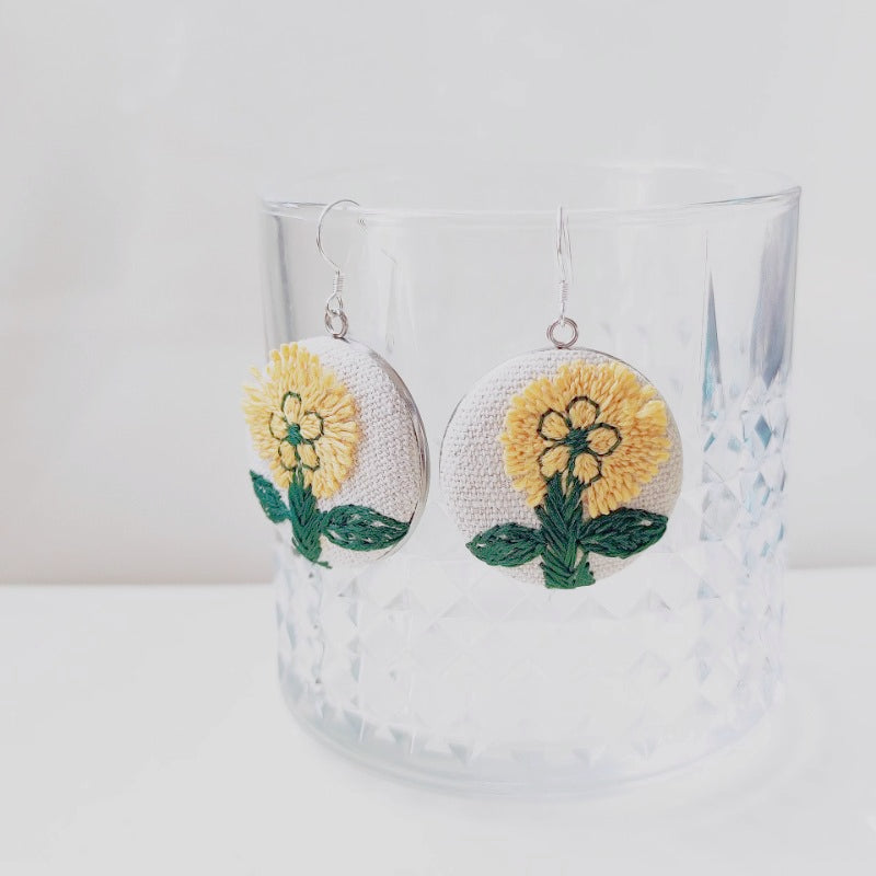 Handcrafted Embroidered Fabric Earrings