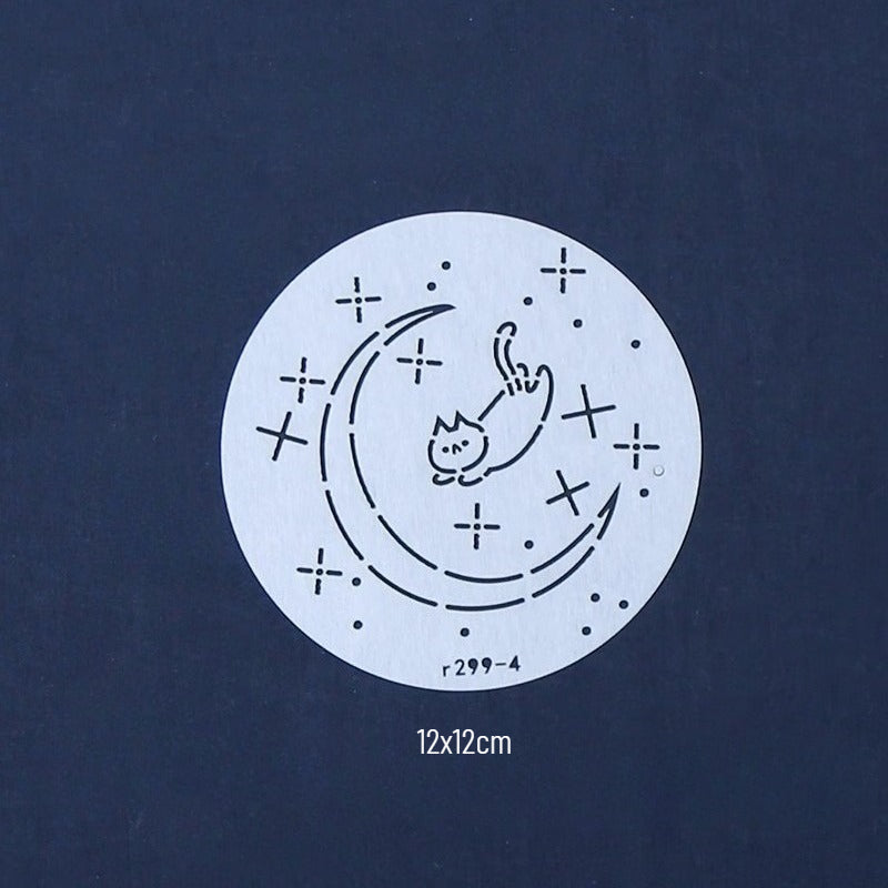Adorable Cats Small Circle Sashiko Stencils