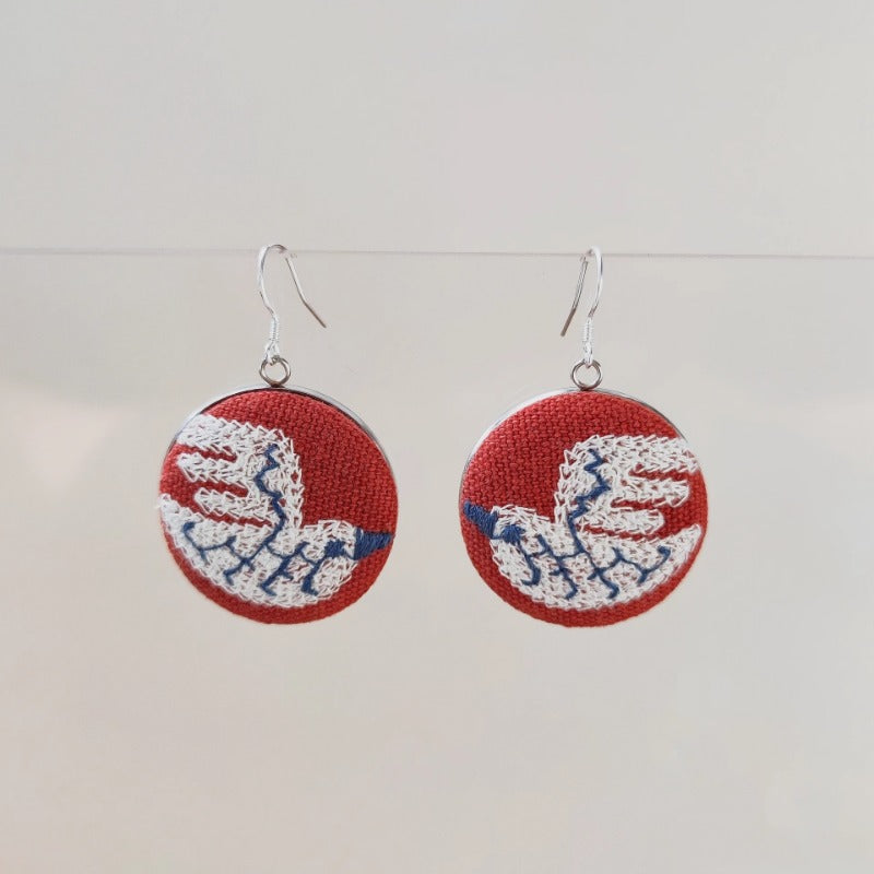 Handcrafted Embroidered Fabric Earrings