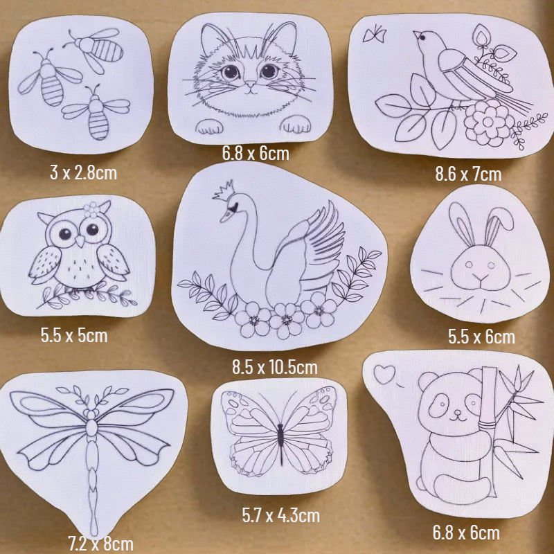 9pcs Animal Stick and Stitch Patterns