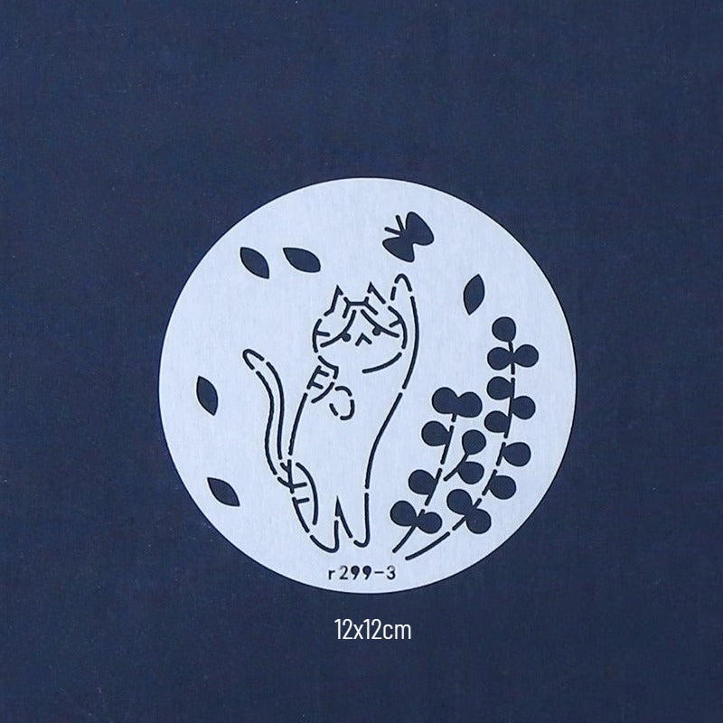 Adorable Cats Small Circle Sashiko Stencils