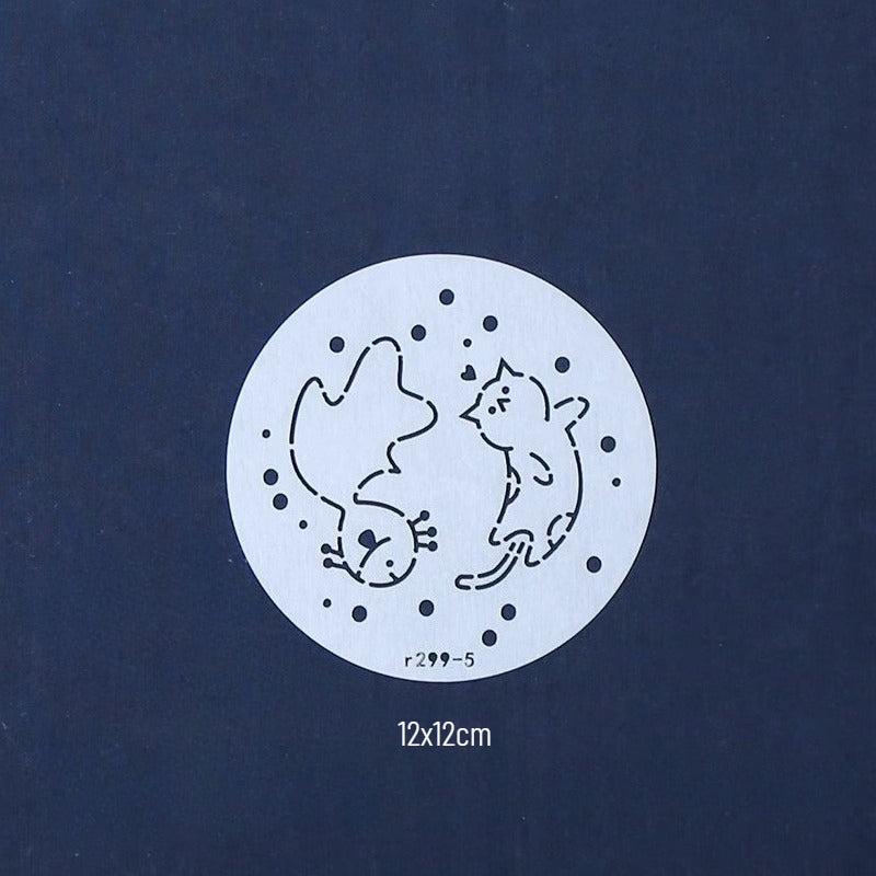 Adorable Cats Small Circle Sashiko Stencils