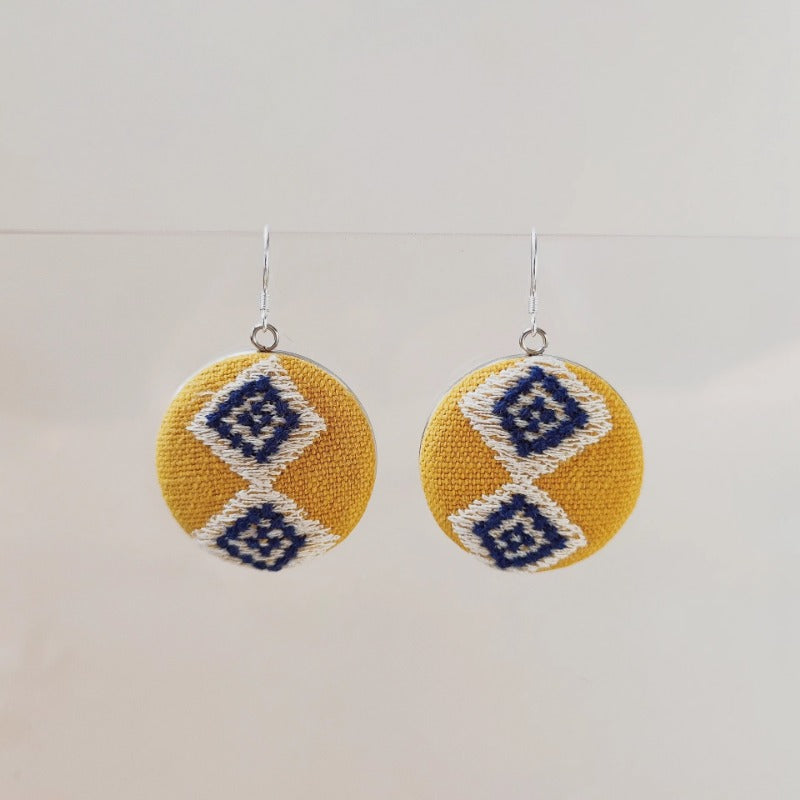 Handcrafted Embroidered Fabric Earrings