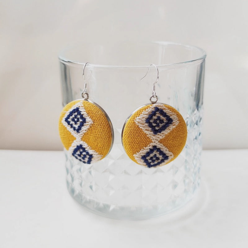 Handcrafted Embroidered Fabric Earrings