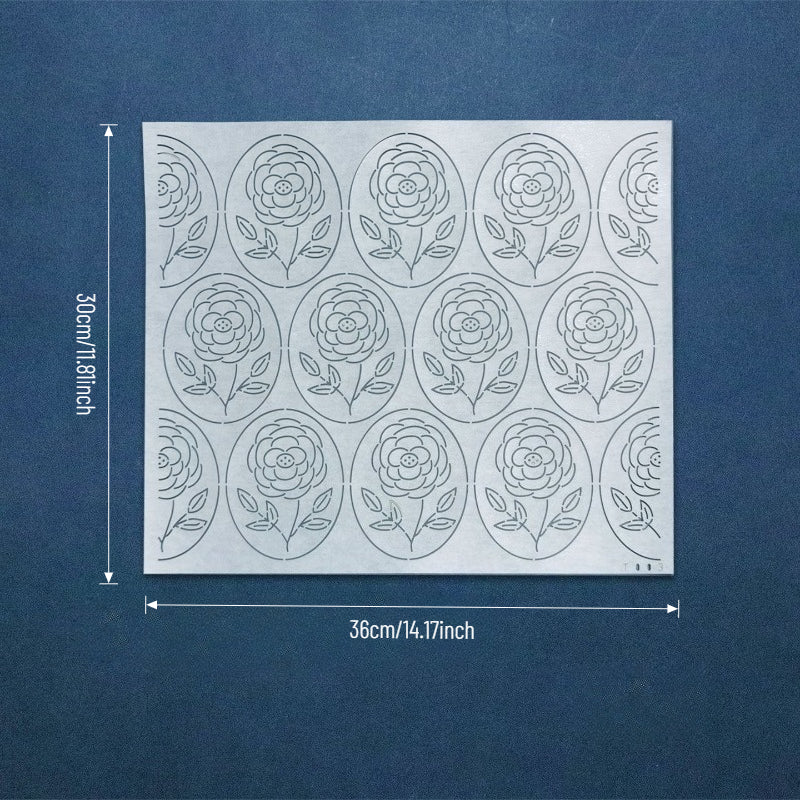 Rose Flower Sashiko Pattern Stencil