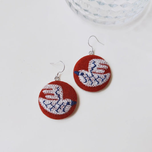 Handcrafted Embroidered Fabric Earrings