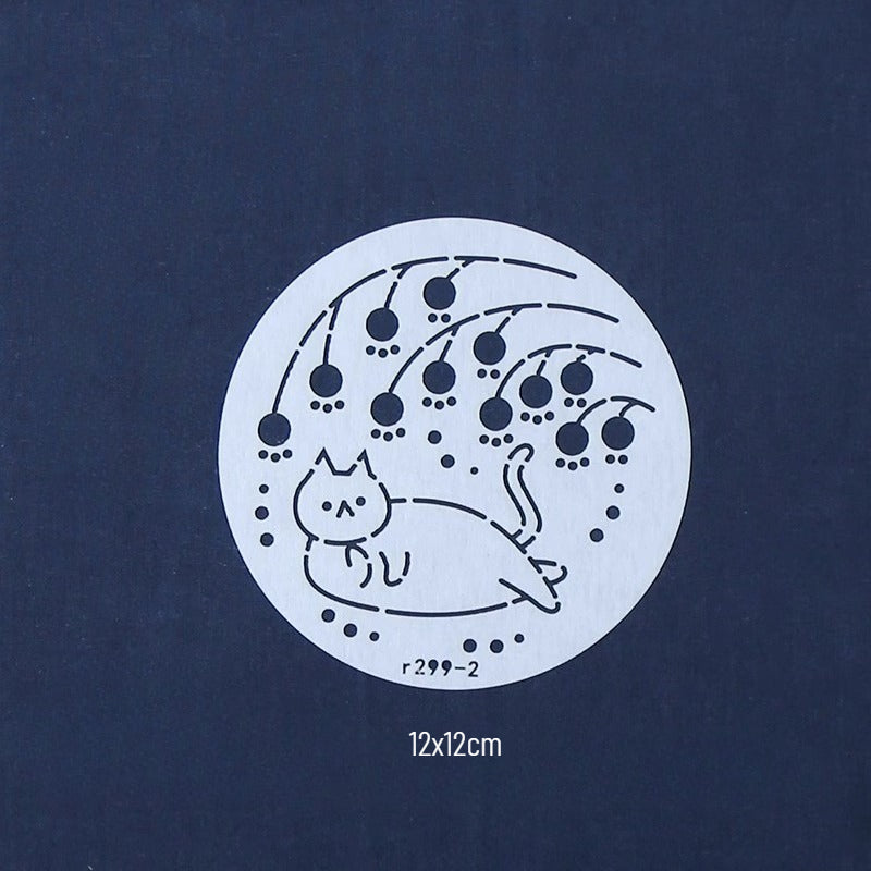 Adorable Cats Small Circle Sashiko Stencils