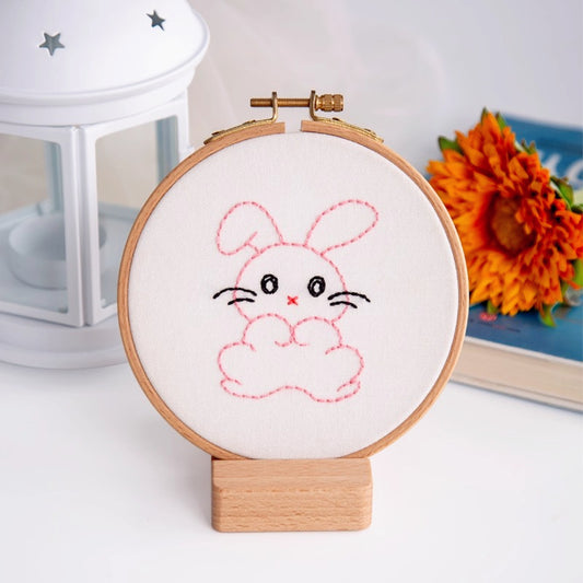 Pink Bunny Embroidery Kit for Kids
