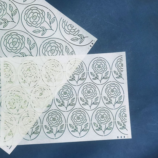 Rose Flower Sashiko Pattern Stencil