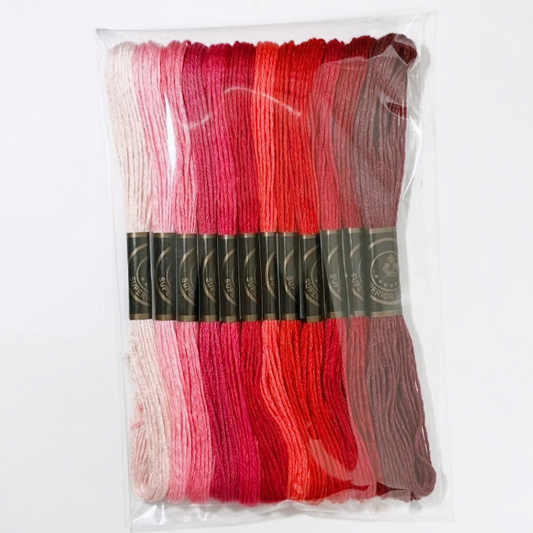 12 Skeins Red Embroidery Floss Set