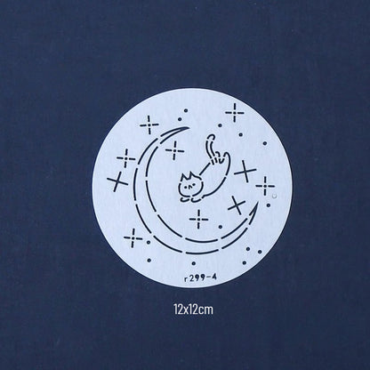 Adorable Cats Small Circle Sashiko Stencils