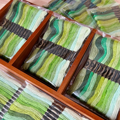 12 Skeins Green Embroidery Floss Set
