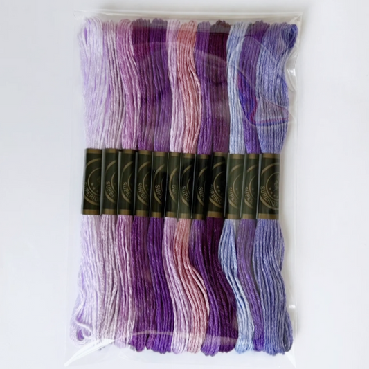12 Skeins Purple Embroidery Floss Set
