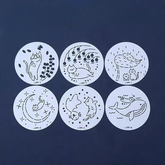 Adorable Cats Small Circle Sashiko Stencils