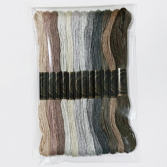 12 Skeins Grey Embroidery Floss Set