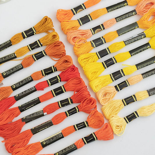 20 Skeins Orange Embroidery Thread Set