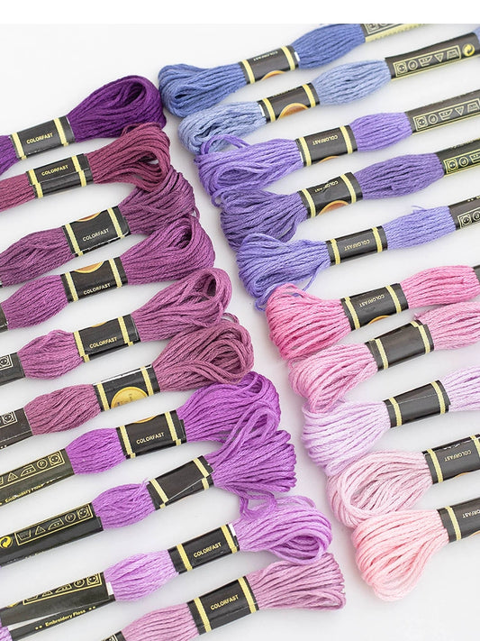 20 Skeins Purple Embroidery Thread Set