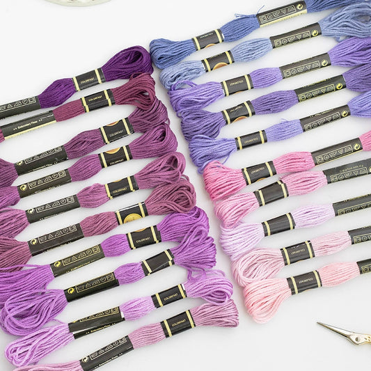 20 Skeins Purple Embroidery Thread Set