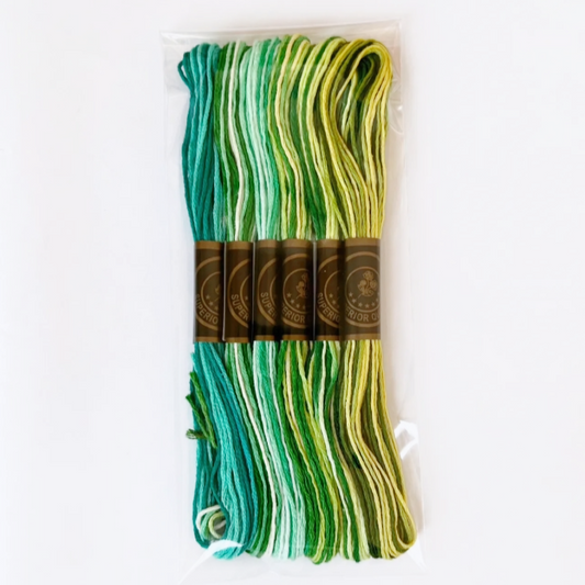 Green Gradient Embroidery Floss Set