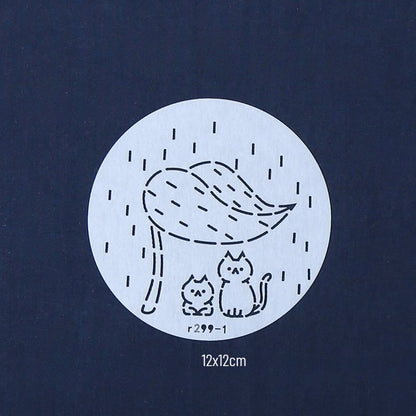 Adorable Cats Small Circle Sashiko Stencils