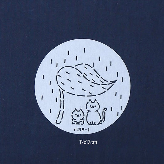 Adorable Cats Small Circle Sashiko Stencils